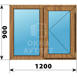Двухстворчатое окно из лиственницы 1200×900 Г-П ОА-49403