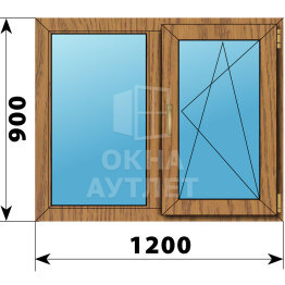 Двухстворчатое окно из лиственницы 1200×900 Г-ПО ОА-45447