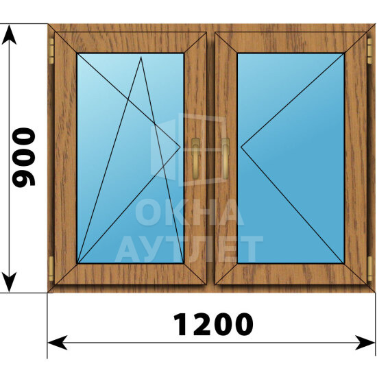 Двухстворчатое окно из лиственницы 1200×900 ПО-П ОА-45900
