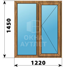 Двухстворчатое окно из лиственницы 1220×1450 Г-П ОА-45831