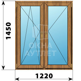 Двухстворчатое окно из лиственницы 1220×1450 ПО-П ОА-43815