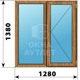 Двухстворчатое окно из лиственницы 1280×1380 Г-П ОА-45873