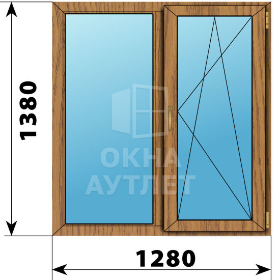 Двухстворчатое окно из лиственницы 1280×1380 Г-ПО ОА-49790