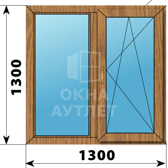 Двухстворчатое окно из лиственницы 1300×1300 Г-ПО ОА-45972