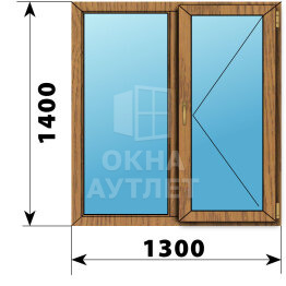 Двухстворчатое окно из лиственницы 1300×1400 Г-П ОА-49715