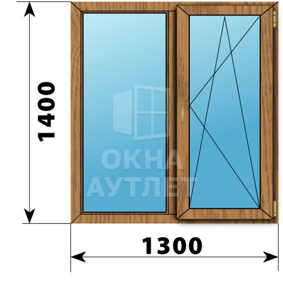 Двухстворчатое окно из лиственницы 1300×1400 Г-ПО ОА-45906