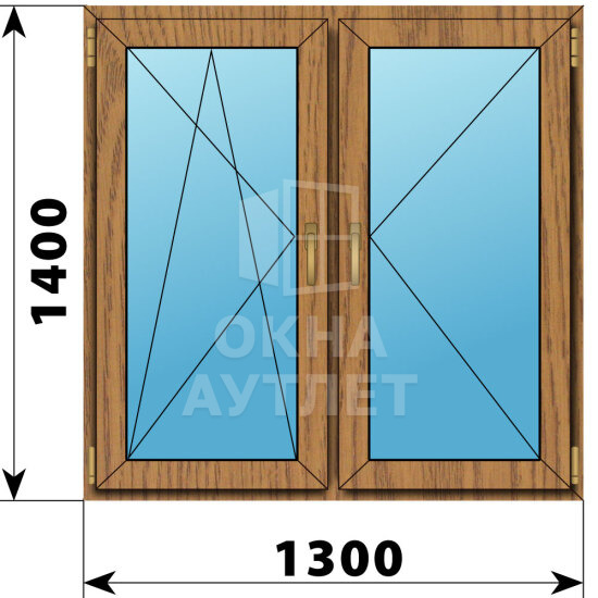 Двухстворчатое окно из лиственницы 1300×1400 ПО-П ОА-46530