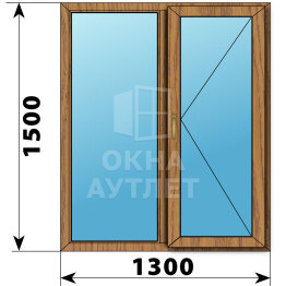 Двухстворчатое окно из лиственницы 1300×1500 Г-П ОА-45891