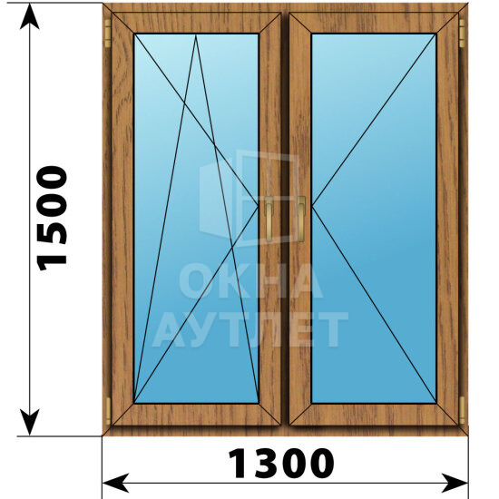 Двухстворчатое окно из лиственницы 1300×1500 ПО-П ОА-46533