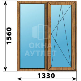 Двухстворчатое окно из лиственницы 1330×1560 Г-П ОА-49838