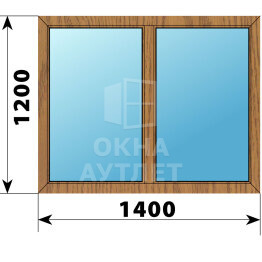 Двухстворчатое окно из лиственницы 1400×1200 Г-Г ОА-45438