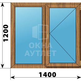 Двухстворчатое окно из лиственницы 1400×1200 Г-П ОА-49871