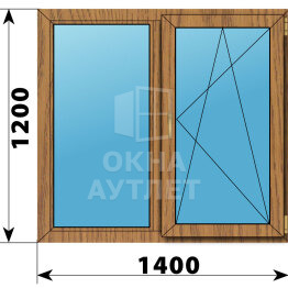 Двухстворчатое окно из лиственницы 1400×1200 Г-ПО ОА-46119