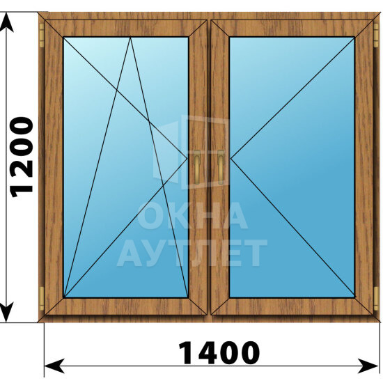Двухстворчатое окно из лиственницы 1400×1200 ПО-П ОА-46647