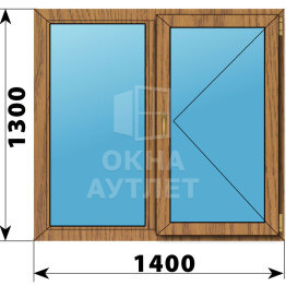 Двухстворчатое окно из лиственницы 1400×1300 Г-П ОА-45450