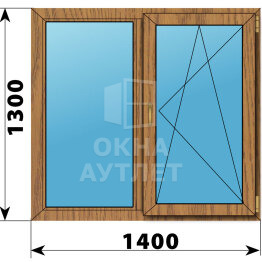 Двухстворчатое окно из лиственницы 1400×1300 Г-ПО ОА-45516