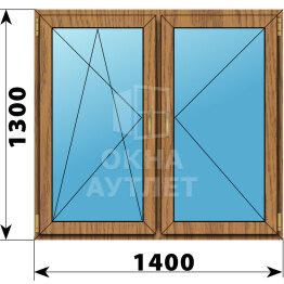 Двухстворчатое окно из лиственницы 1400×1300 ПО-П ОА-49841