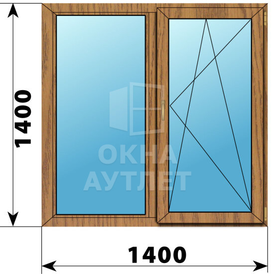 Двухстворчатое окно из лиственницы 1400×1400 Г-ПО ОА-45627