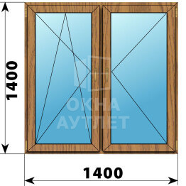 Двухстворчатое окно из лиственницы 1400×1400 ПО-П ОА-49928