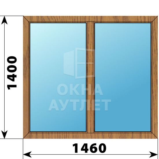 Двухстворчатое окно из лиственницы 1460×1400 Г-Г ОА-44403