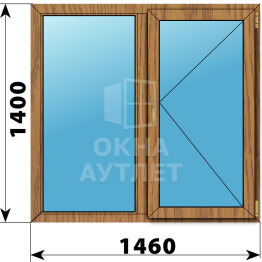 Двухстворчатое окно из лиственницы 1460×1400 Г-П ОА-49490