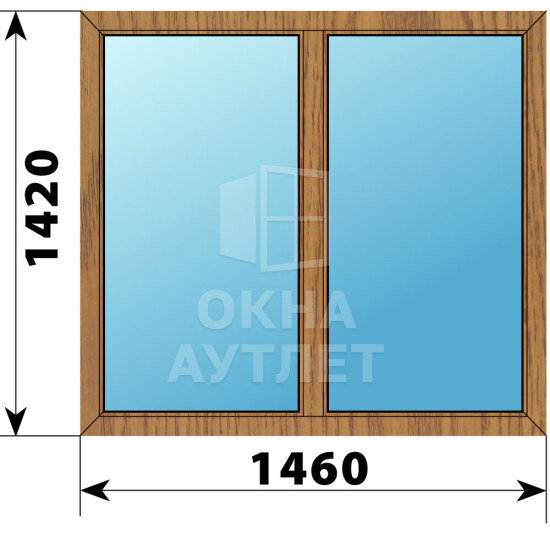 Двухстворчатое окно из лиственницы 1460×1420 Г-Г ОА-43983
