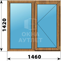 Двухстворчатое окно из лиственницы 1460×1420 Г-П ОА-49652