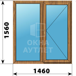 Двухстворчатое окно из лиственницы 1460×1560 Г-П ОА-49799