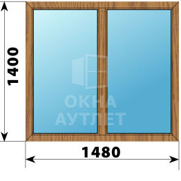 Двухстворчатое окно из лиственницы 1480×1400 Г-Г ОА-45402