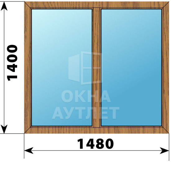 Двухстворчатое окно из лиственницы 1480×1400 Г-Г ОА-45402