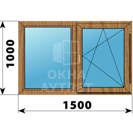 Двухстворчатое окно из лиственницы 1500×1000 Г-ПО ОА-46137