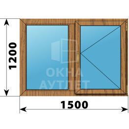 Двухстворчатое окно из лиственницы 1500×1200 Г-П ОА-49937