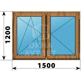 Двухстворчатое окно из лиственницы 1500×1200 ПО-П ОА-46734