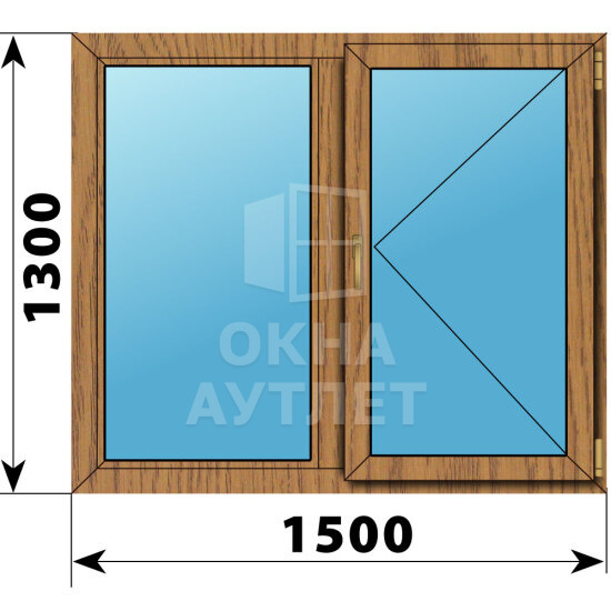 Двухстворчатое окно из лиственницы 1500×1300 Г-П ОА-43902