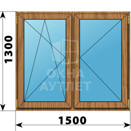 Двухстворчатое окно из лиственницы 1500×1300 ПО-П ОА-46419