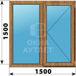 Двухстворчатое окно из лиственницы 1500×1500 Г-П ОА-45984
