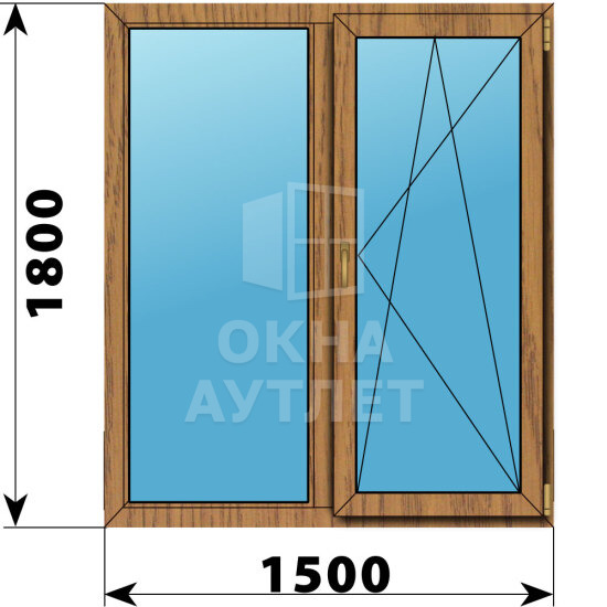 Двухстворчатое окно из лиственницы 1500×1800 Г-ПО ОА-49991