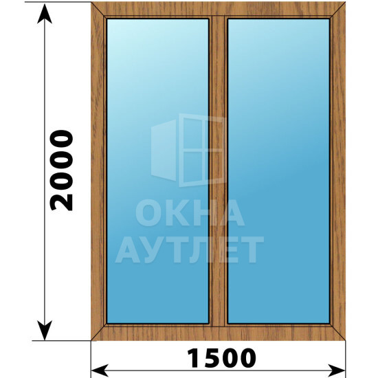 Двухстворчатое окно из лиственницы 1500×2000 Г-Г ОА-44997