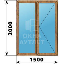 Двухстворчатое окно из лиственницы 1500×2000 Г-П ОА-46218