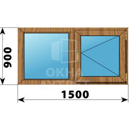 Двухстворчатое окно из лиственницы 1500×900 Г-П ОА-49880
