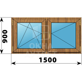 Двухстворчатое окно из лиственницы 1500×900 ПО-П ОА-46668