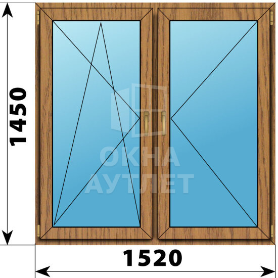Двухстворчатое окно из лиственницы 1520×1450 ПО-П ОА-47094