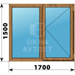 Двухстворчатое окно из лиственницы 1700×1500 Г-П ОА-46080