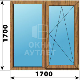 Двухстворчатое окно из лиственницы 1700×1700 Г-ПО ОА-50066