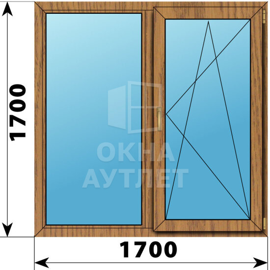 Двухстворчатое окно из лиственницы 1700×1700 Г-ПО ОА-50066