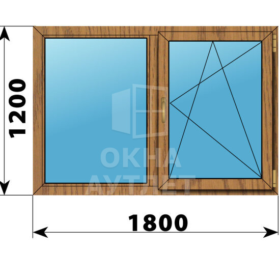 Двухстворчатое окно из лиственницы 1800×1200 Г-ПО ОА-46431