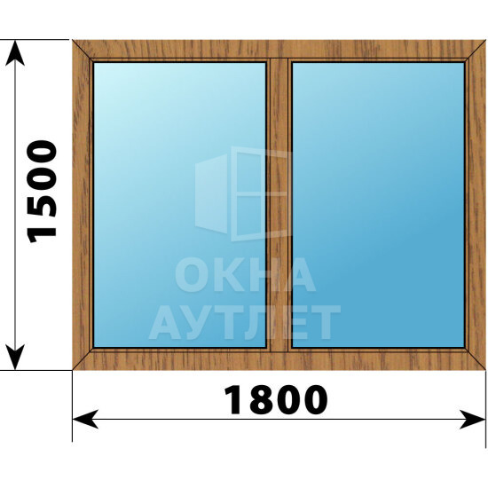 Двухстворчатое окно из лиственницы 1800×1500 Г-Г ОА-45867