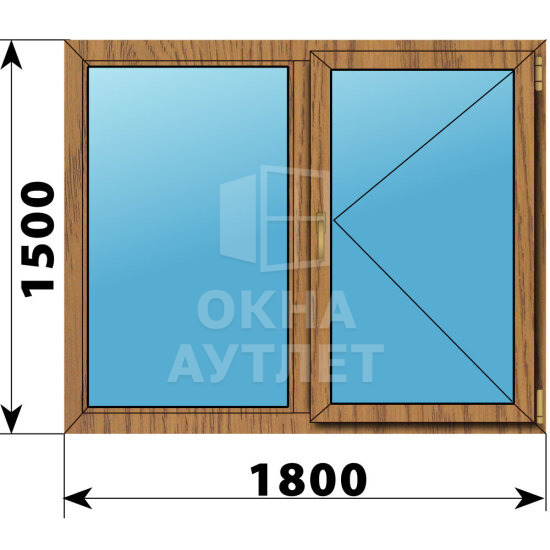 Двухстворчатое окно из лиственницы 1800×1500 Г-П ОА-46593