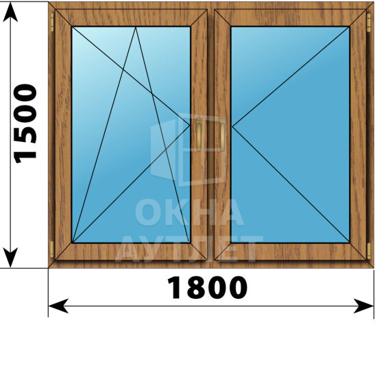 Двухстворчатое окно из лиственницы 1800×1500 ПО-П ОА-47157