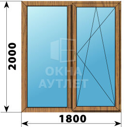 Двухстворчатое окно из лиственницы 1800×2000 Г-ПО ОА-46971